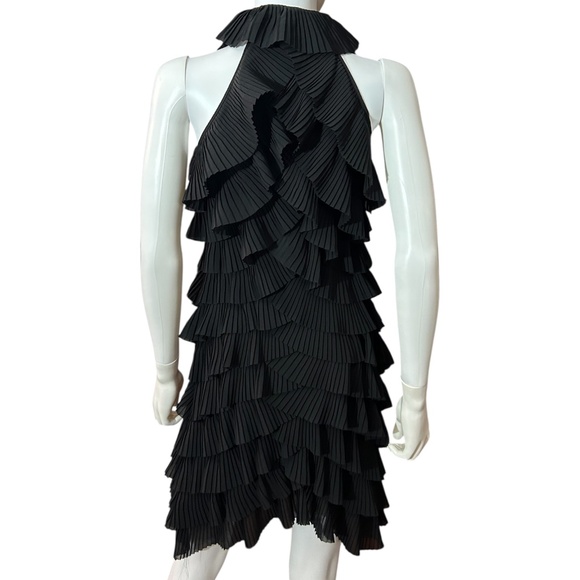 Samuel Dong halter Sleeveless Tiered Ruffle Black Cocktail Dress - size 8 - Picture 2 of 3